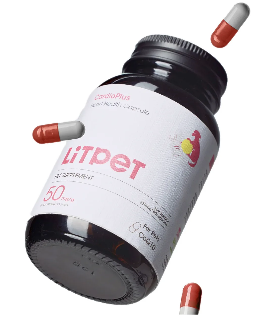 LitPet CardioPlus Heart Support Capsules - TCM-Infused Cardiovascular Formula for Cats and Dogs