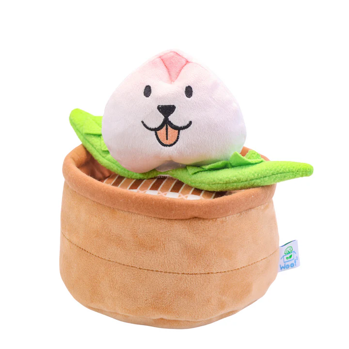 Woof² Chinese Birthday Peach Bun 3-in-1 Snuffle Steamer Interactive Puzzle Pet Toy